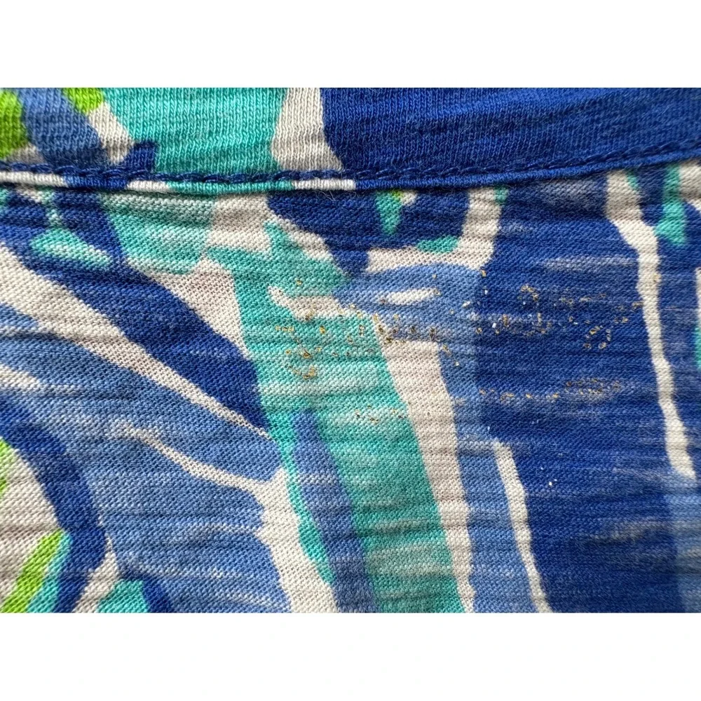 LILLY PULITZER Womens Blue Bamboo Print Pima Cotton Henley Dress M Tropical Soft